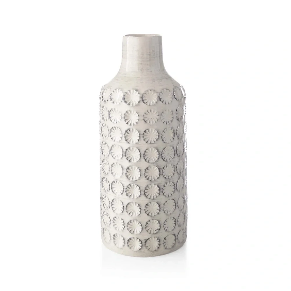 Crate & Barrel Taline White Glazed Stoneware Vase